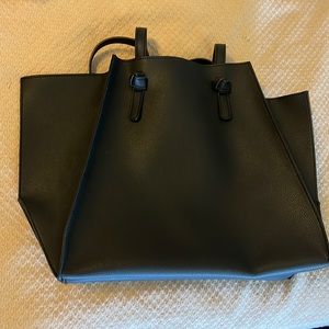 Mud Pie Shaya Tote Black NWT Vegan Leather Faux.